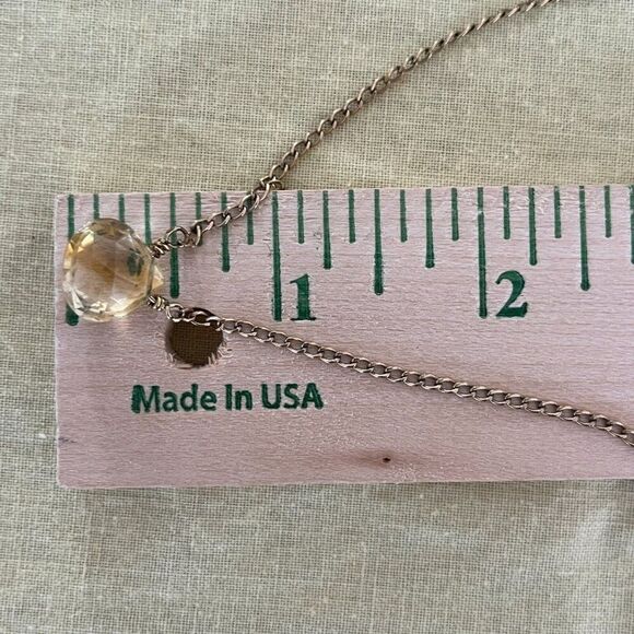 Citrine Necklace Yellow Quartz Puffy Drop 18in Gold Tone Cable Chain - Picture 12 of 16